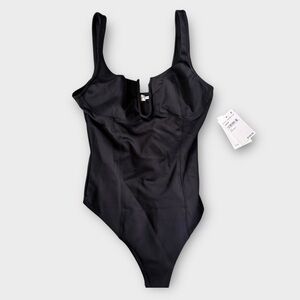 Good American Satin U Corset Bodysuit Black Size 1 (Small) NWT